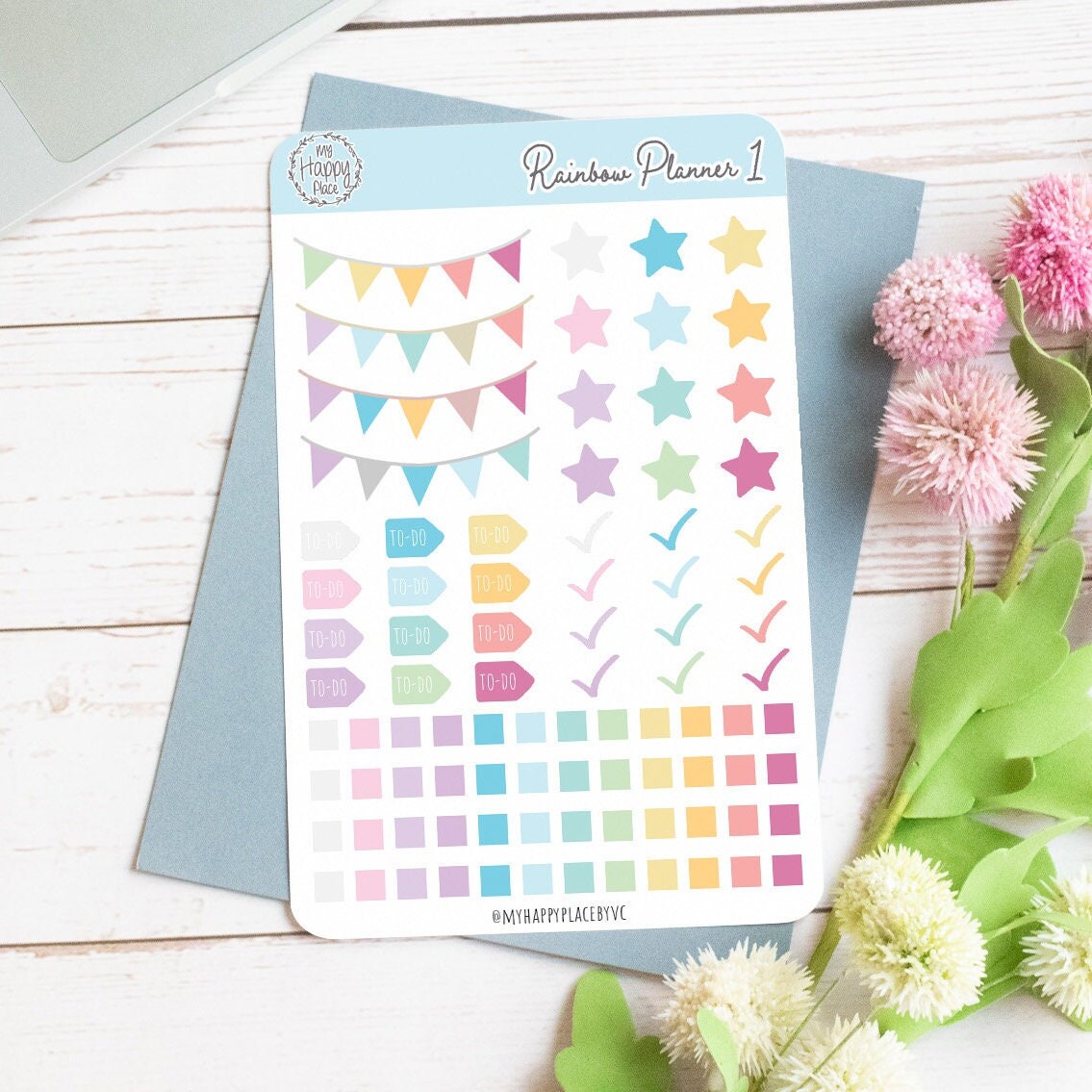 Rainbow Planner Stickers for Bullet Journals and Planners || H510-1