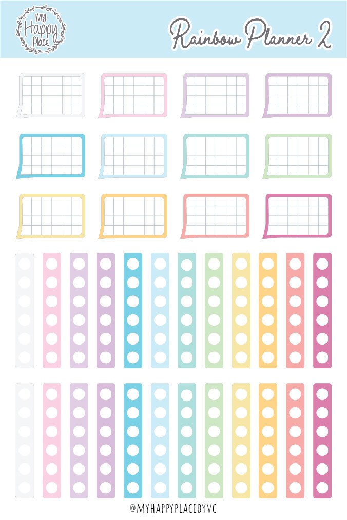 Rainbow Planner Stickers for Bullet Journals and Planners || H510-2