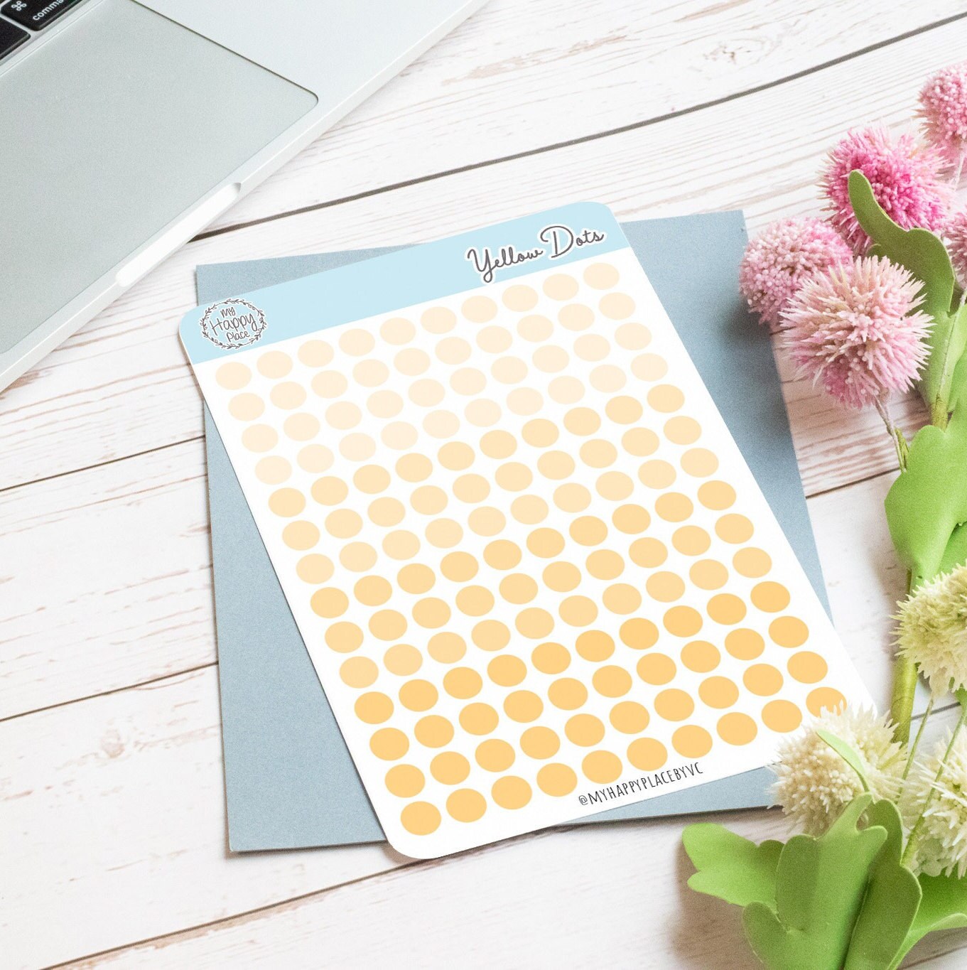 Yellow Dots Planner Stickers for Bullet Journals, Planners and College Planner Sticker || H511-YLW