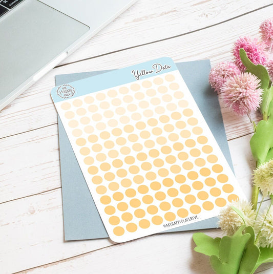 Yellow Dots Planner Stickers for Bullet Journals, Planners and College Planner Sticker || H511-YLW