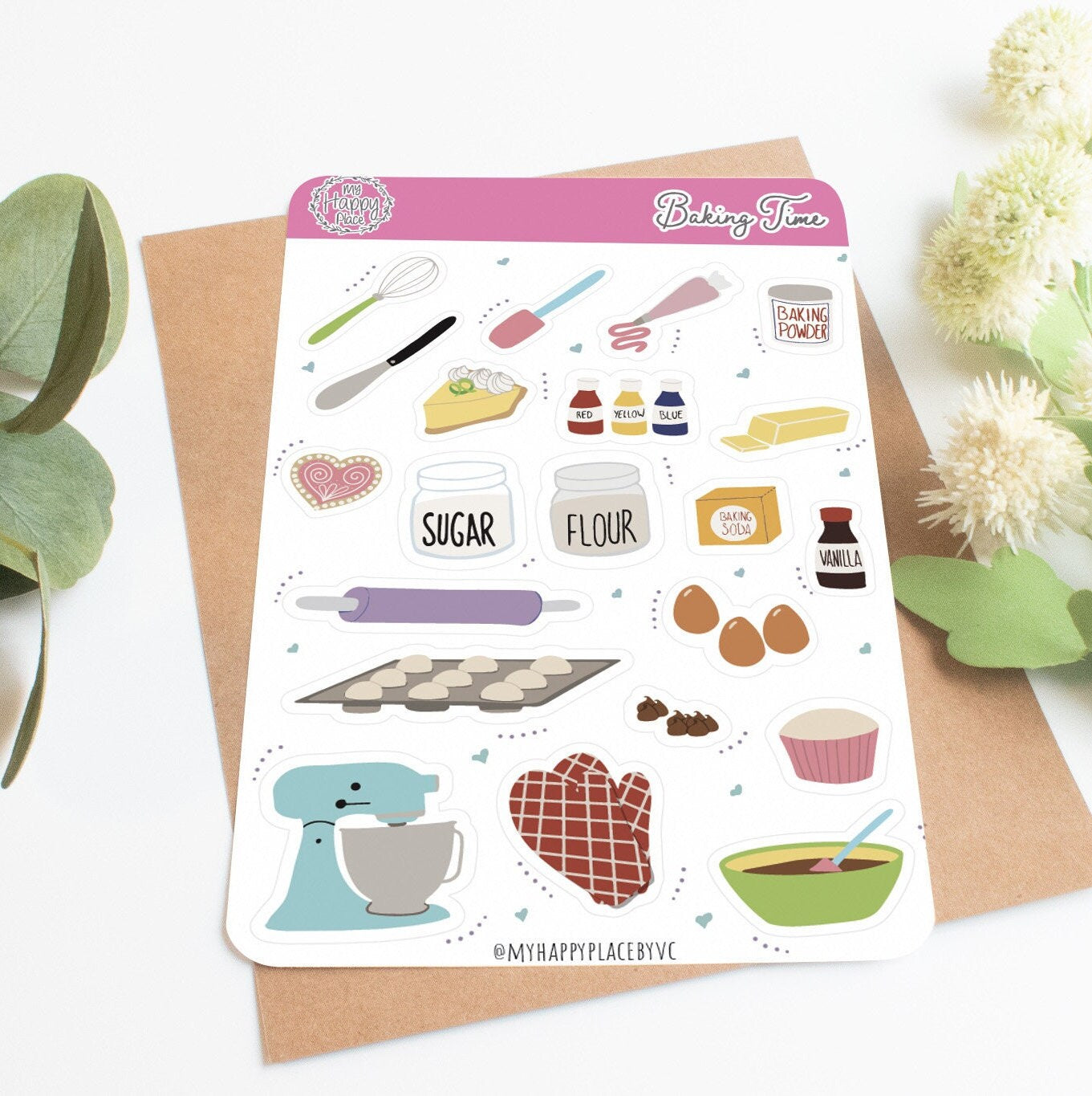 Baking Time Sticker Sheet. Planner Stickers for Bullet Journals, Calendars, and Scrapbooking. College Planner Stickers || HO920