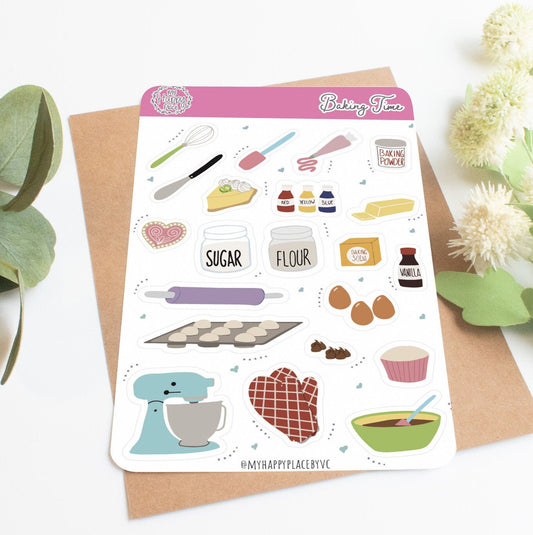 Baking Time Sticker Sheet. Planner Stickers for Bullet Journals, Calendars, and Scrapbooking. College Planner Stickers || HO920