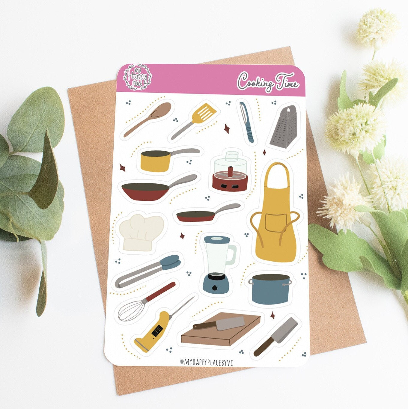 Cooking Time Sticker Sheet. Planner Stickers for Bullet Journals, Calendars, and Scrapbooking. College Planner Stickers || HO917