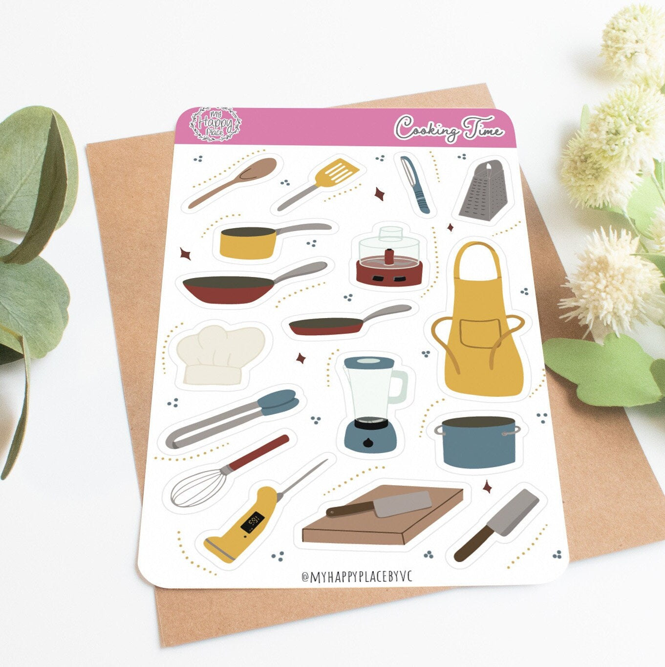 Cooking Time Sticker Sheet. Planner Stickers for Bullet Journals, Calendars, and Scrapbooking. College Planner Stickers || HO917