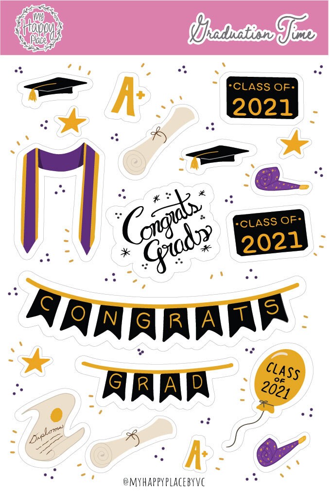 Class of 2021, Graduation Planner Stickers for Bullet Journal, College Planner and Scrapbooking || HO916-2021