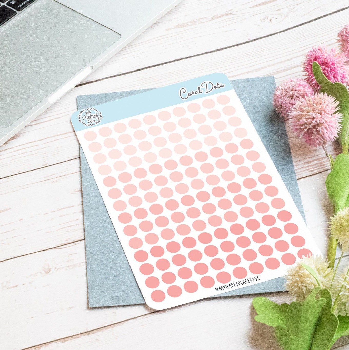 Coral Dots Planner Stickers for Bullet Journals, Planners and College Planner Sticker || H511-CRL