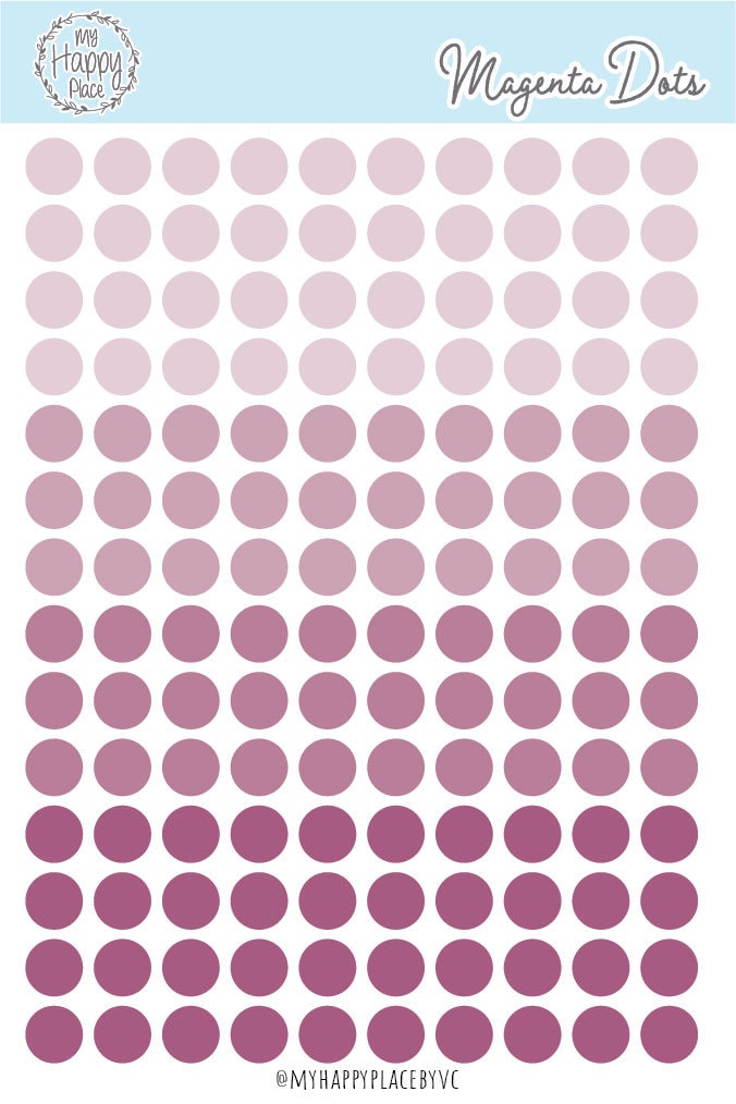 Magenta Dots Planner Stickers for Bullet Journals, Planners and College Planner Sticker || H511-MGT