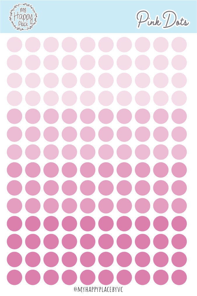 Pink Dots Planner Stickers for Bullet Journals, Planners and College Planner Sticker || H511-PNK