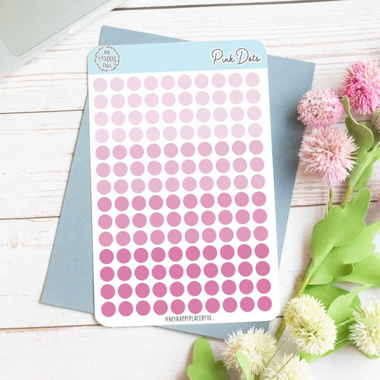 Pink Dots Planner Stickers for Bullet Journals, Planners and College Planner Sticker || H511-PNK
