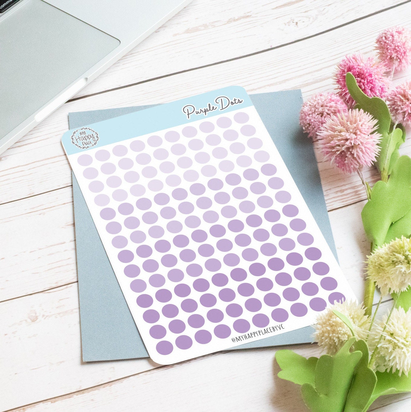 Purple Dots Planner Stickers for Bullet Journals, Planners and College Planner Sticker || H511-PUR