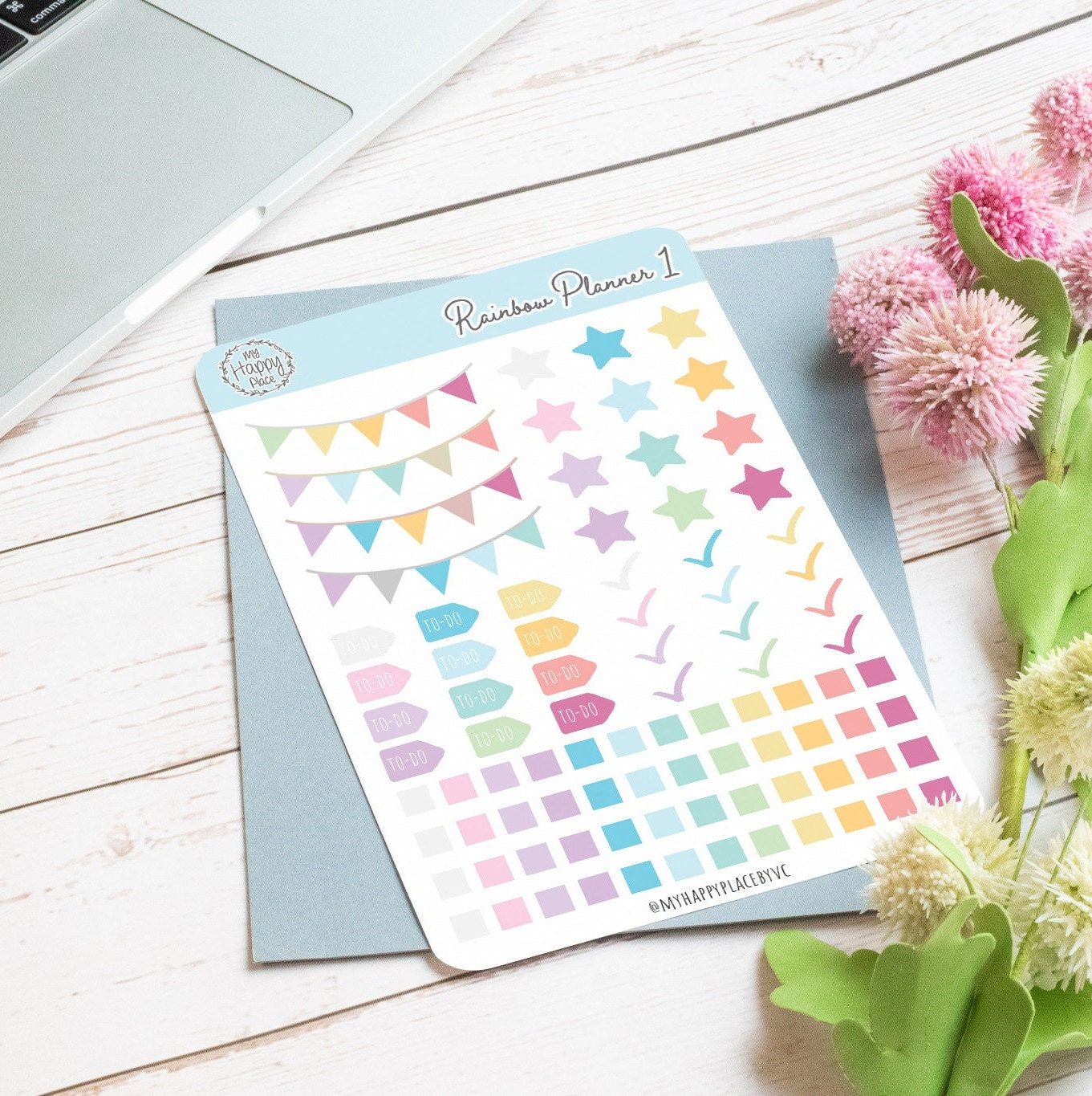 Rainbow Planner Stickers for Bullet Journals and Planners || H510-1