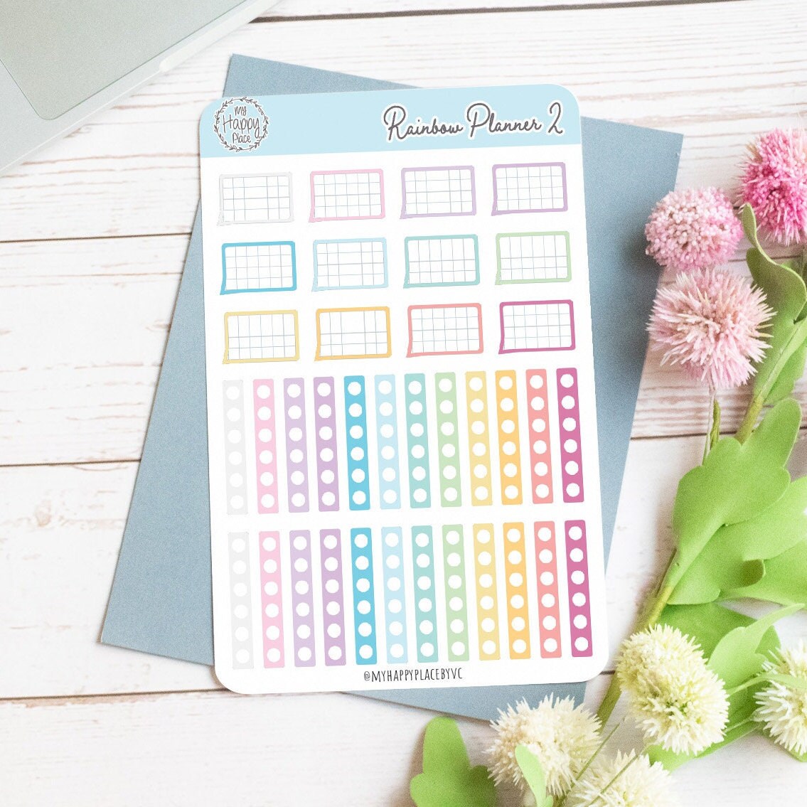 Rainbow Planner Stickers for Bullet Journals and Planners || H510-2