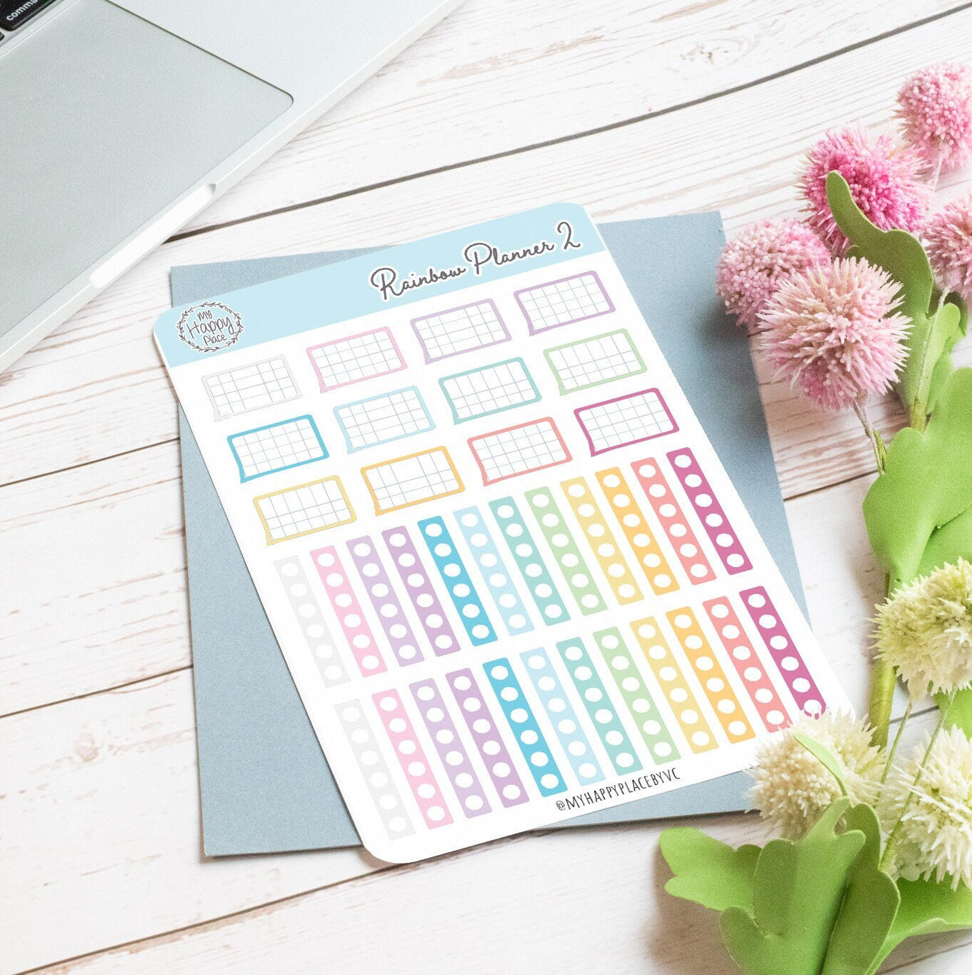 Rainbow Planner Stickers for Bullet Journals and Planners || H510-2
