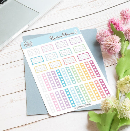 Rainbow Planner Stickers for Bullet Journals and Planners || H510-2