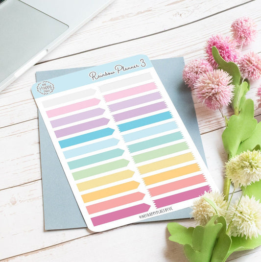 Rainbow Planner Stickers for Bullet Journals and Planners || H510 - 3