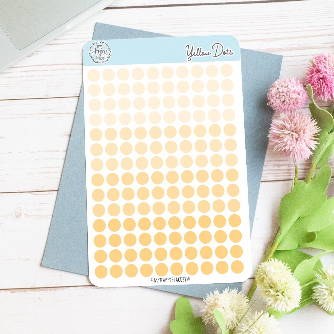 Yellow Dots Planner Stickers for Bullet Journals, Planners and College Planner Sticker || H511-YLW