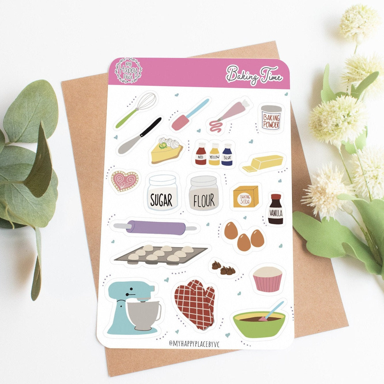 Baking Time Sticker Sheet. Planner Stickers for Bullet Journals, Calendars, and Scrapbooking. College Planner Stickers || HO920