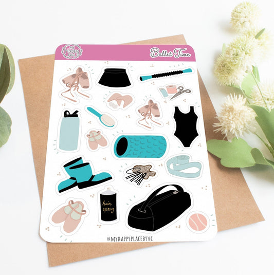 Ballet Sticker Sheet. Planner Stickers for Bullet Journals, Calendars, and Scrapbooking. College Planner Stickers || HO909