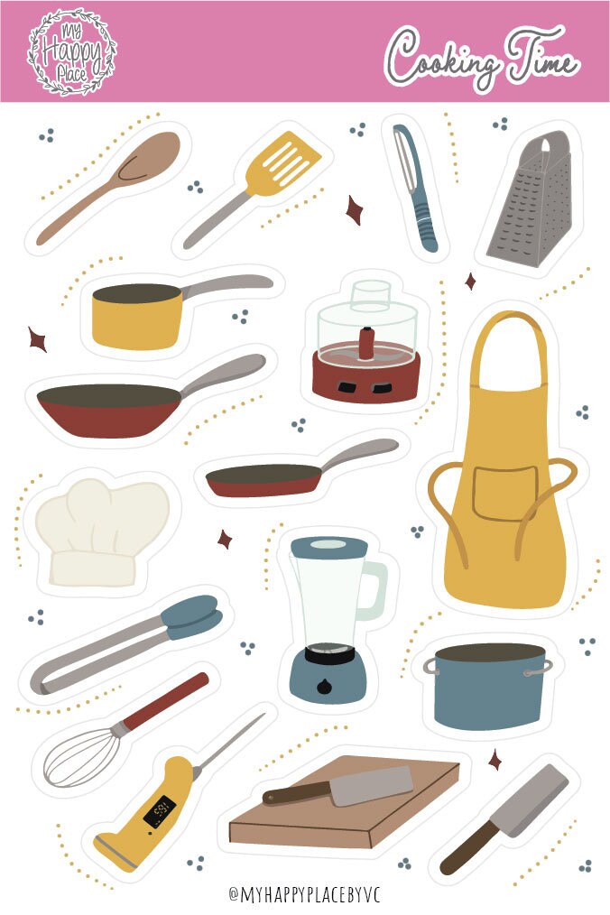 Cooking Time Sticker Sheet. Planner Stickers for Bullet Journals, Calendars, and Scrapbooking. College Planner Stickers || HO917