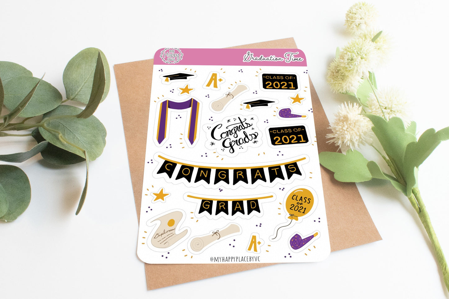 Class of 2021, Graduation Planner Stickers for Bullet Journal, College Planner and Scrapbooking || HO916-2021