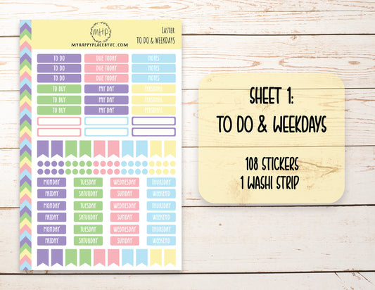 Planner Stickers | "EASTER" Collection | Add On Stickers for College Planners Stickers, Teacher Planner and Bullet Journals