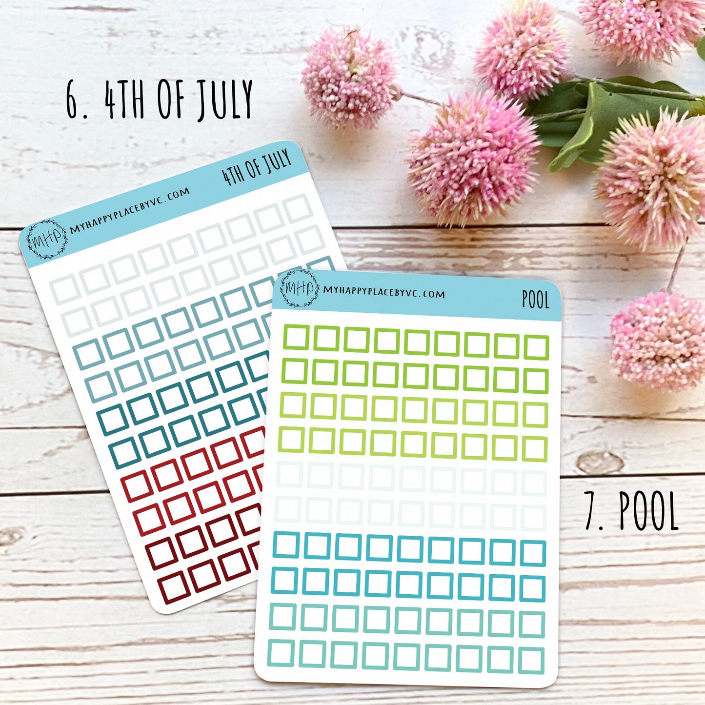 Small Square Stickers for Bullet Journals and Planners, Squares for Check Lists || Q103