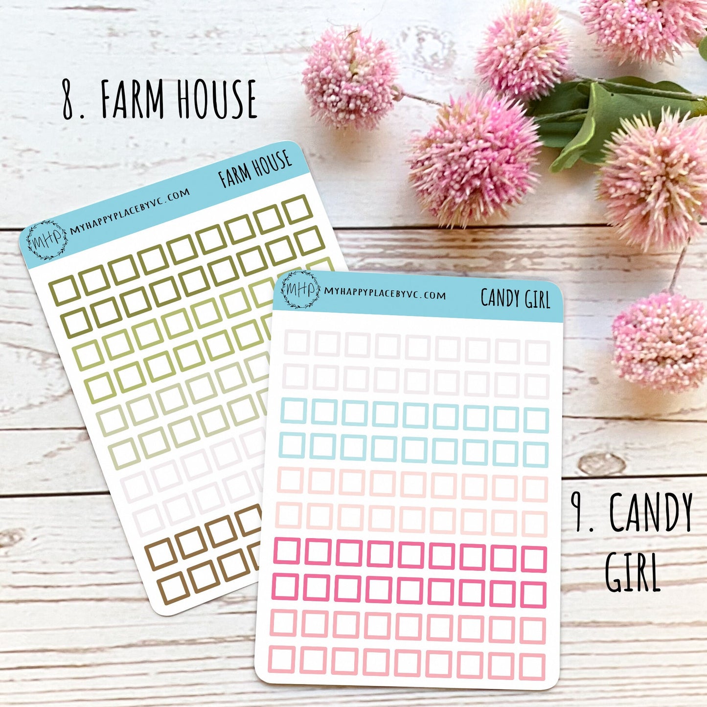 Small Square Stickers for Bullet Journals and Planners, Squares for Check Lists || Q103