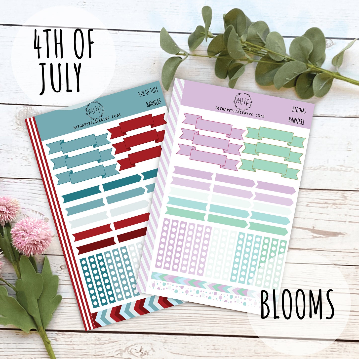 Banner Stickers for College Planner, Teachers Planners and Bullet Journals. Sticker Sheets || F715