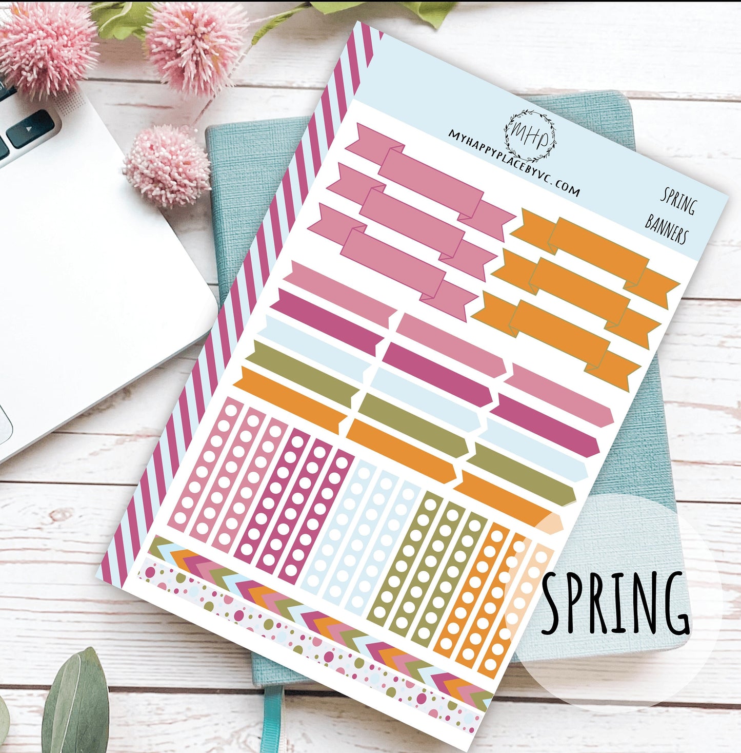 Banner Stickers for College Planner, Teachers Planners and Bullet Journals. Sticker Sheets || F715