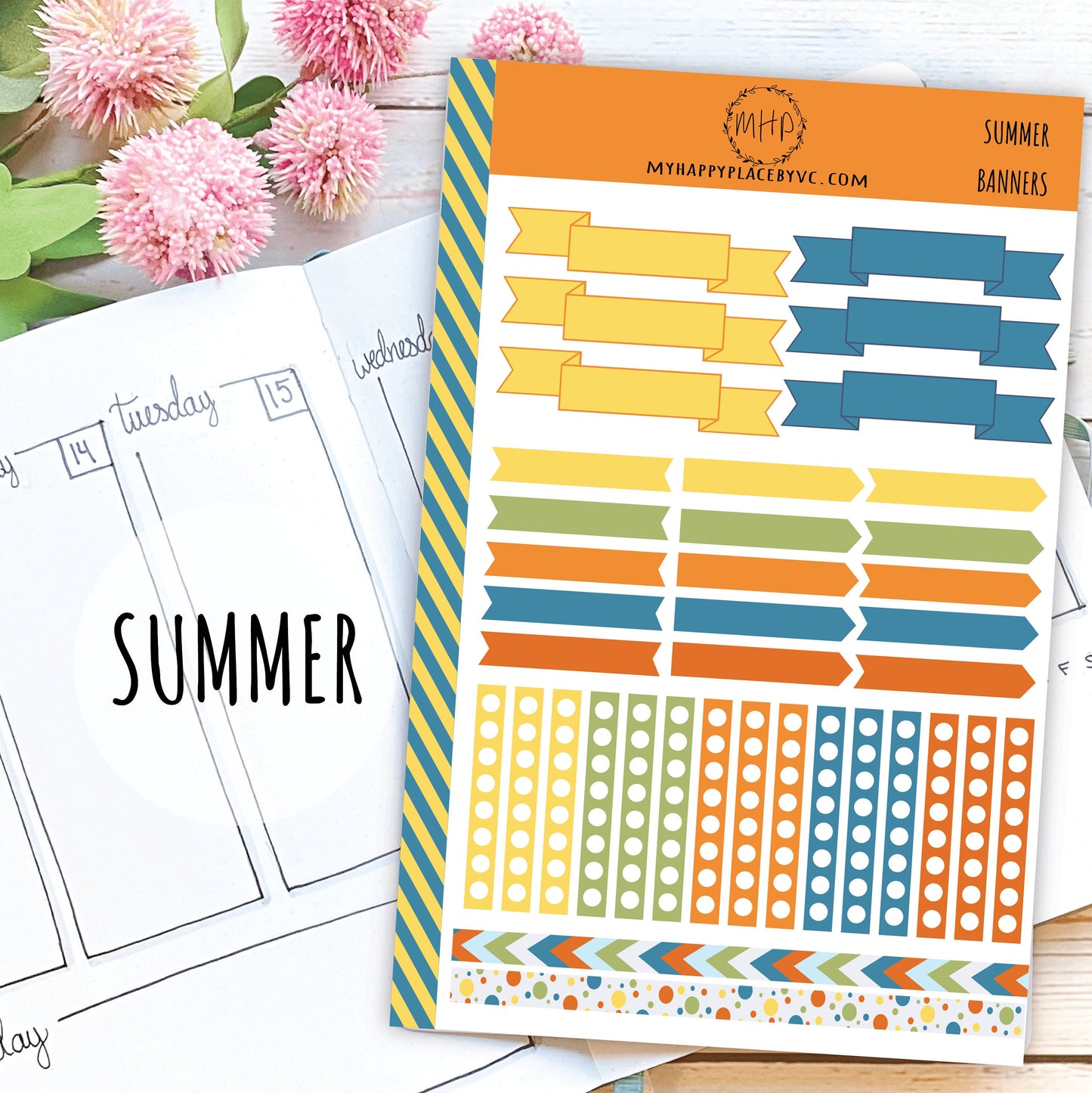 Banner Stickers for College Planner, Teachers Planners and Bullet Journals. Sticker Sheets || F715