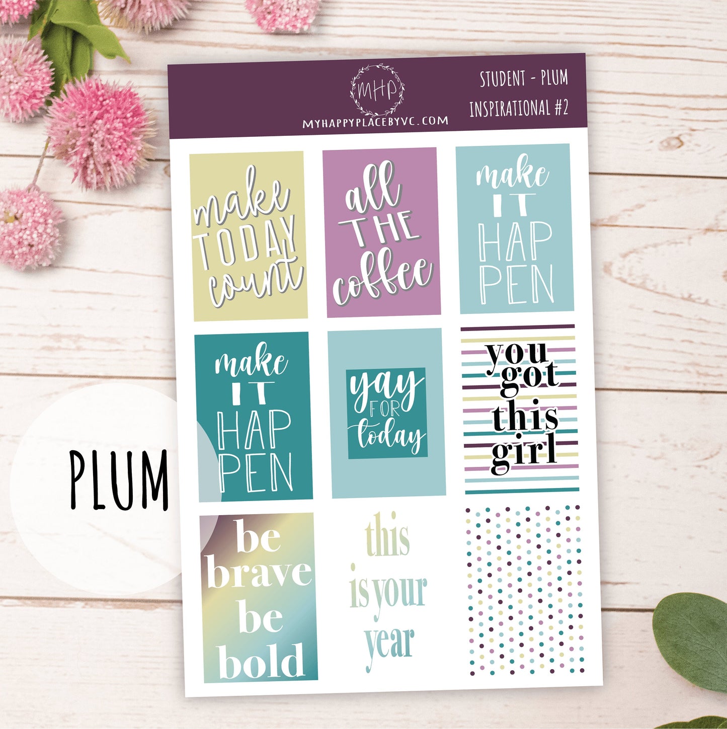 Inspirational Quote Planner Stickers for College Planner, Teacher Planners and Bullet Journals || F703