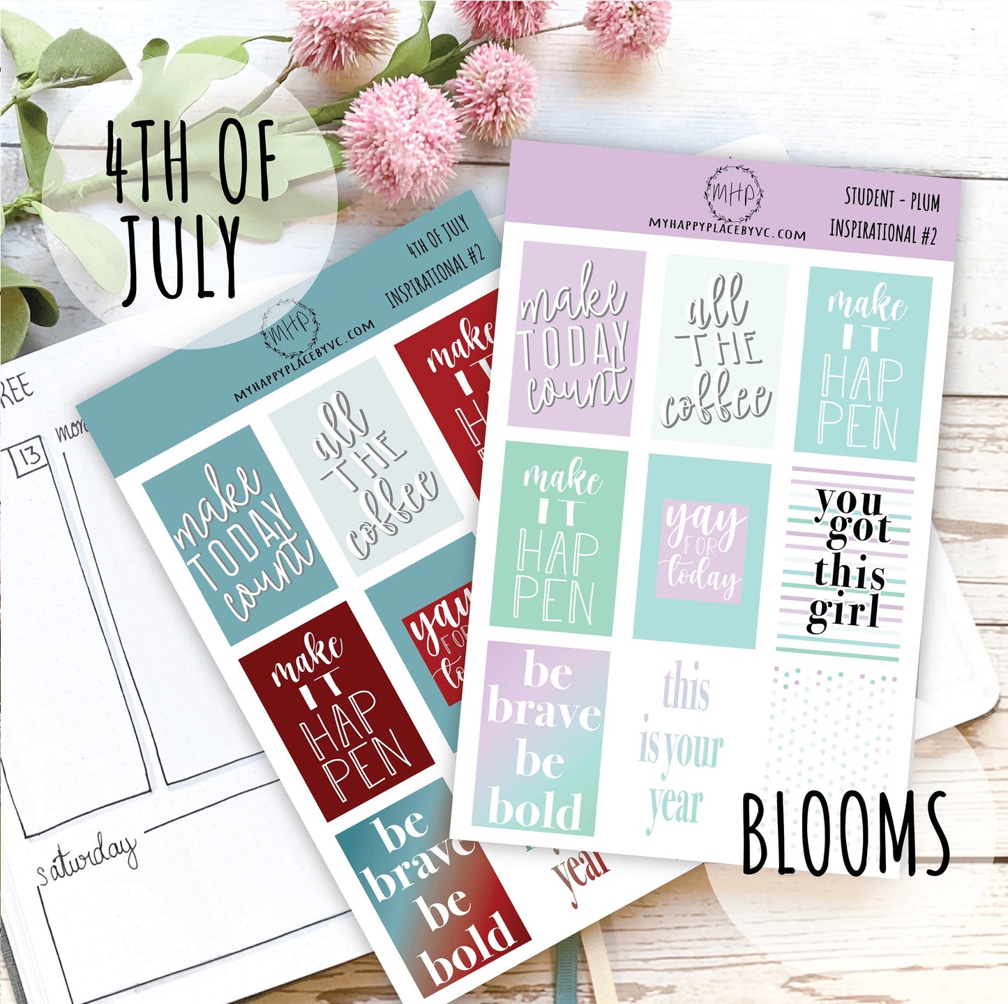 Inspirational Quote Planner Stickers for College Planner, Teacher Planners and Bullet Journals || F703