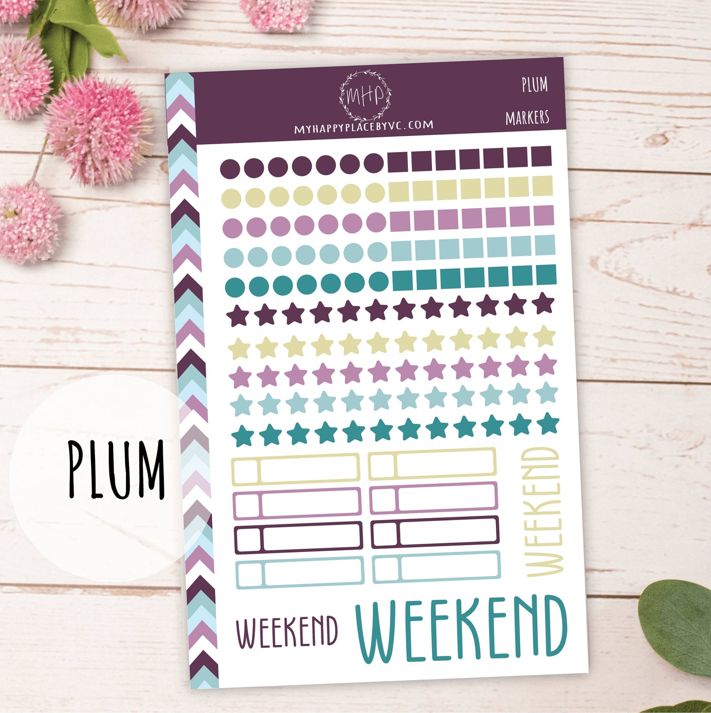 Dots, Square and Stars Bullet Stickers for Planners and Bullet Journals || F711