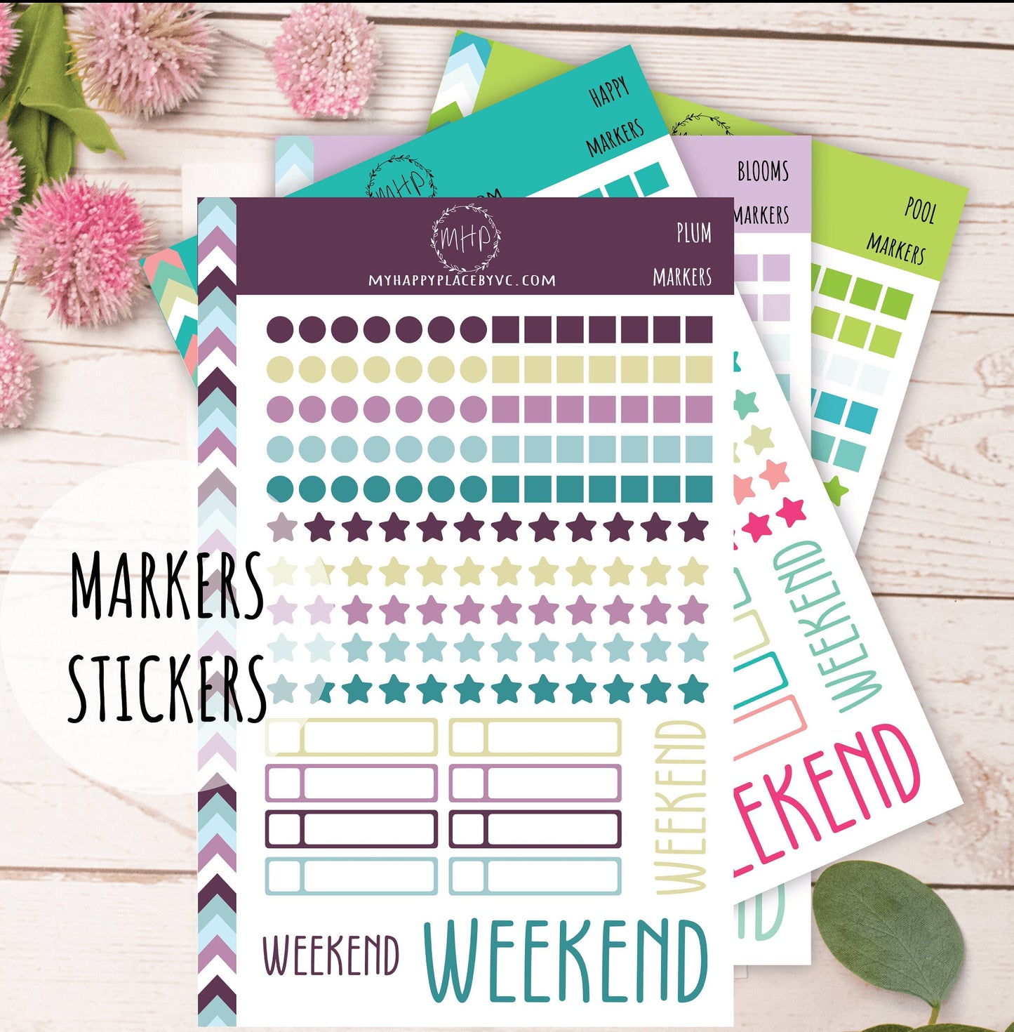 Dots, Square and Stars Bullet Stickers for Planners and Bullet Journals || F711