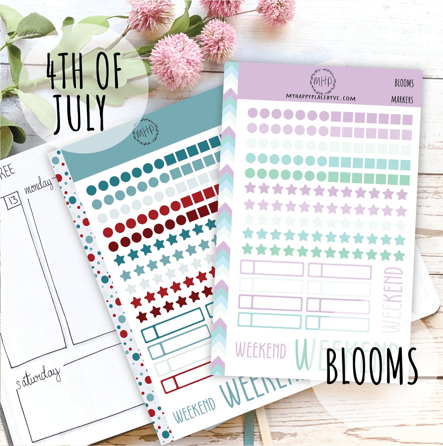 Dots, Square and Stars Bullet Stickers for Planners and Bullet Journals || F711