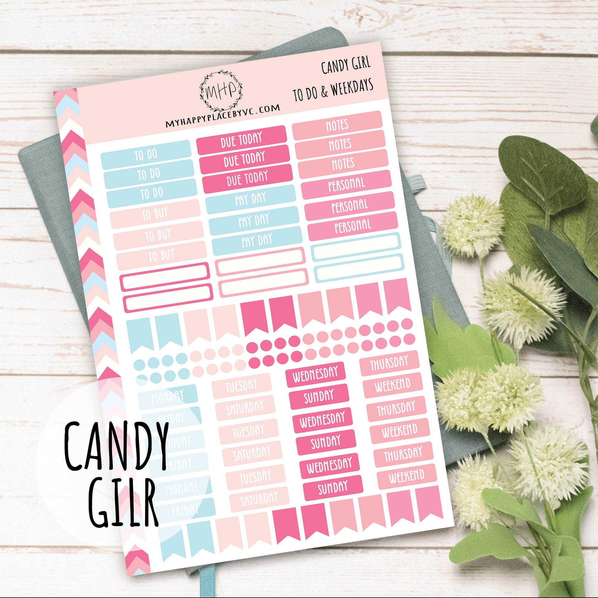 To Do & Days of the Week Planner Stickers. Sticker for College Planner, Teacher Planners and Bullet Journals || F727
