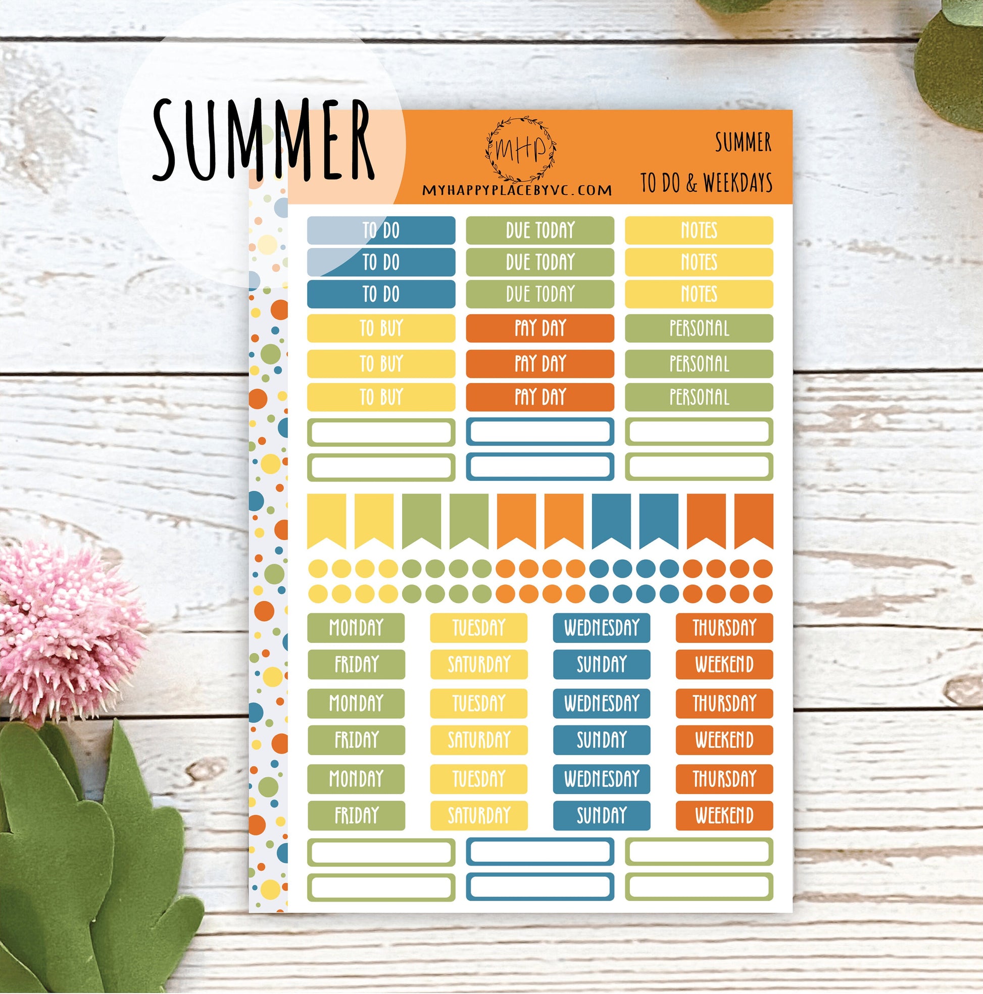 To Do & Days of the Week Planner Stickers. Sticker for College Planner, Teacher Planners and Bullet Journals || F727