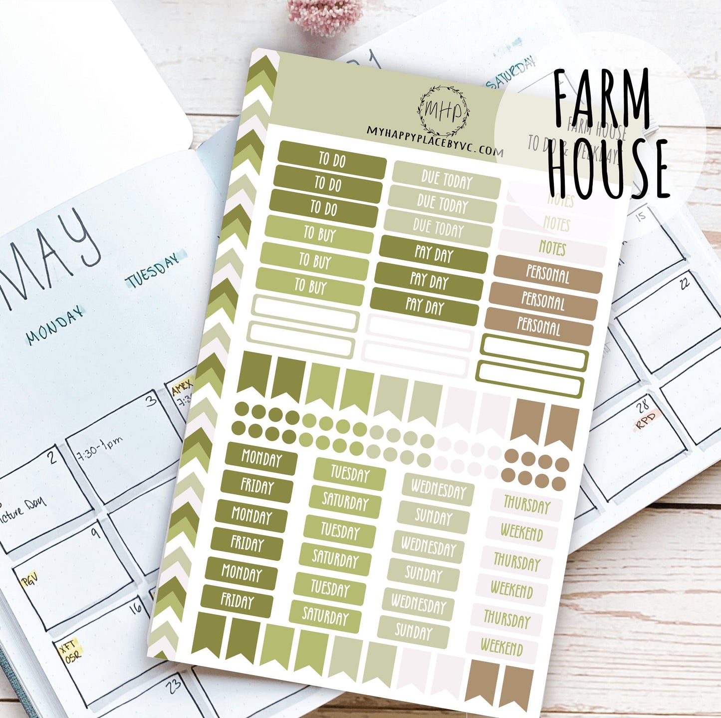 To Do & Days of the Week Planner Stickers. Sticker for College Planner, Teacher Planners and Bullet Journals || F727