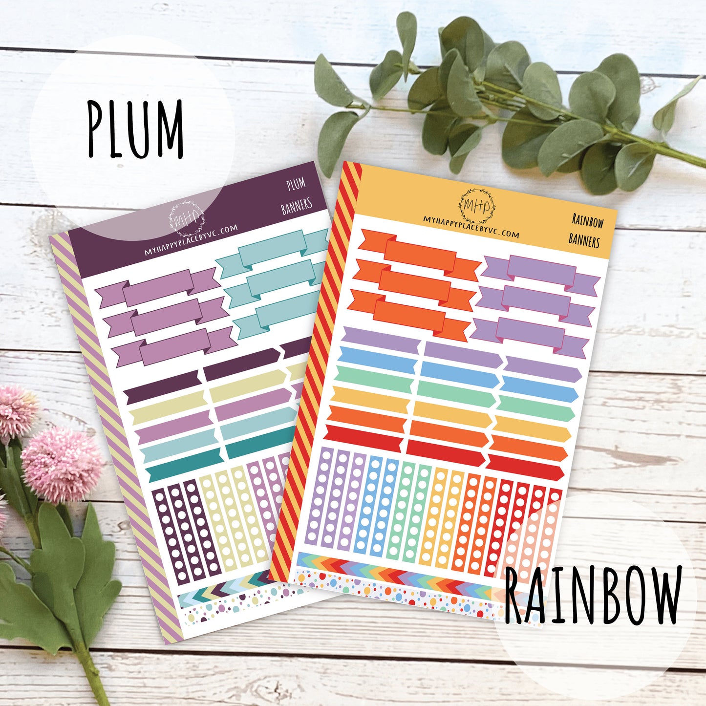 Banner Stickers for College Planner, Teachers Planners and Bullet Journals. Sticker Sheets || F715