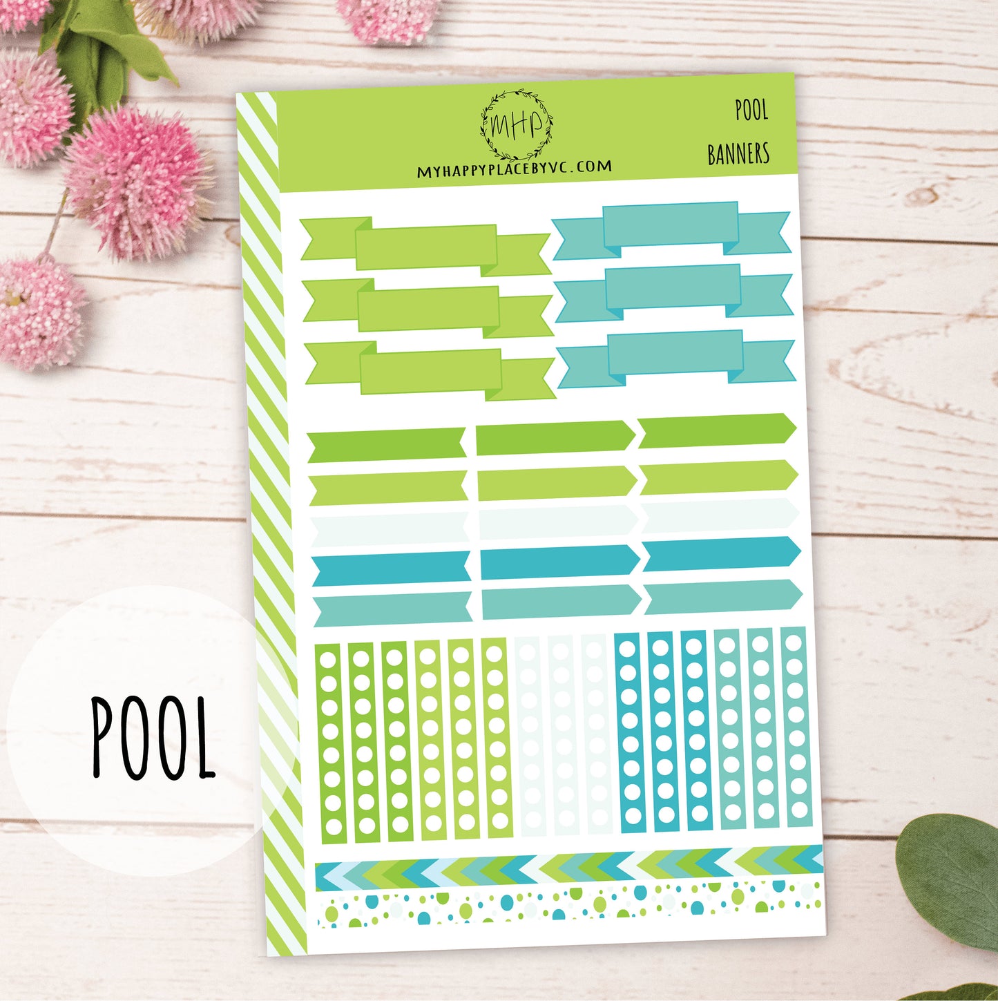 Banner Stickers for College Planner, Teachers Planners and Bullet Journals. Sticker Sheets || F715