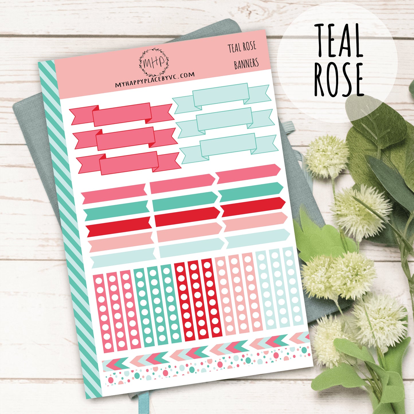 Banner Stickers for College Planner, Teachers Planners and Bullet Journals. Sticker Sheets || F715