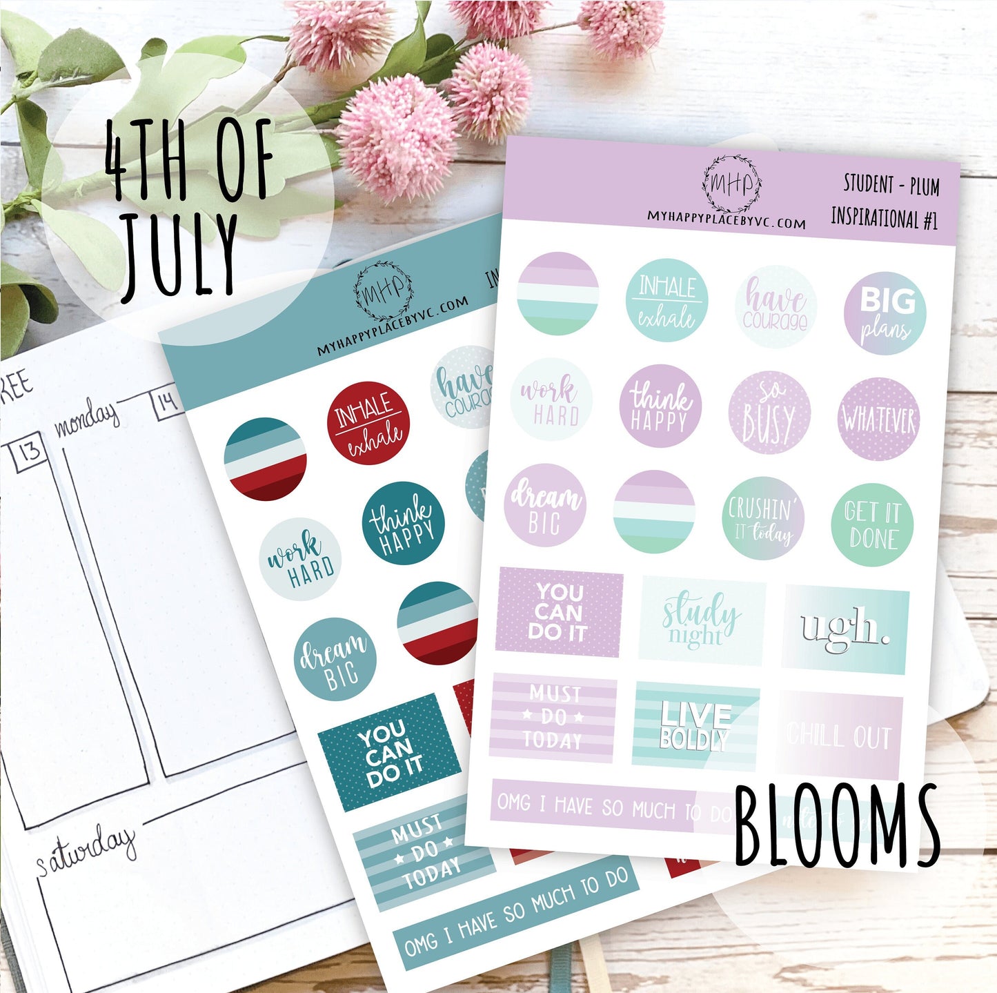Inspirational Quote Planner Stickers for College Planner, Teacher Planners and Bullet Journals || F702