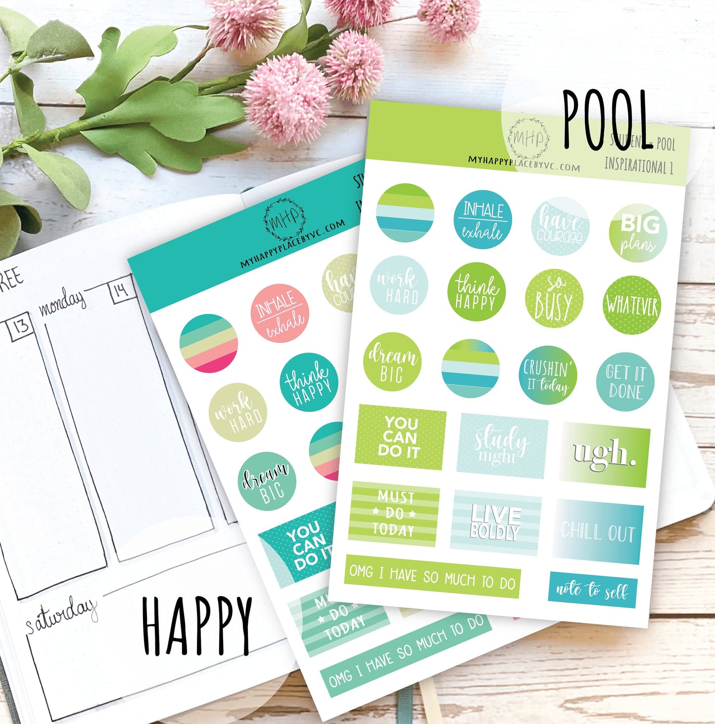 Inspirational Quote Planner Stickers for College Planner, Teacher Planners and Bullet Journals || F702