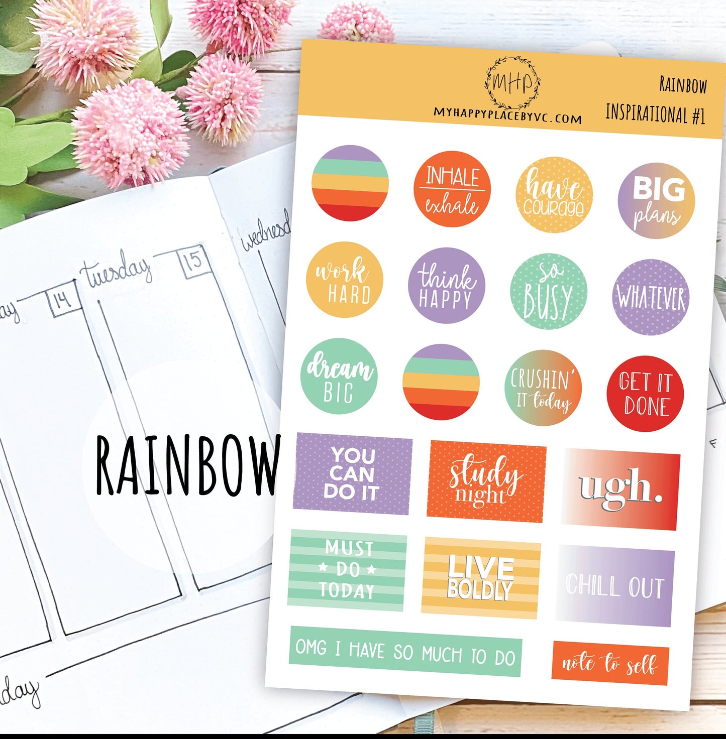 Inspirational Quote Planner Stickers for College Planner, Teacher Planners and Bullet Journals || F702
