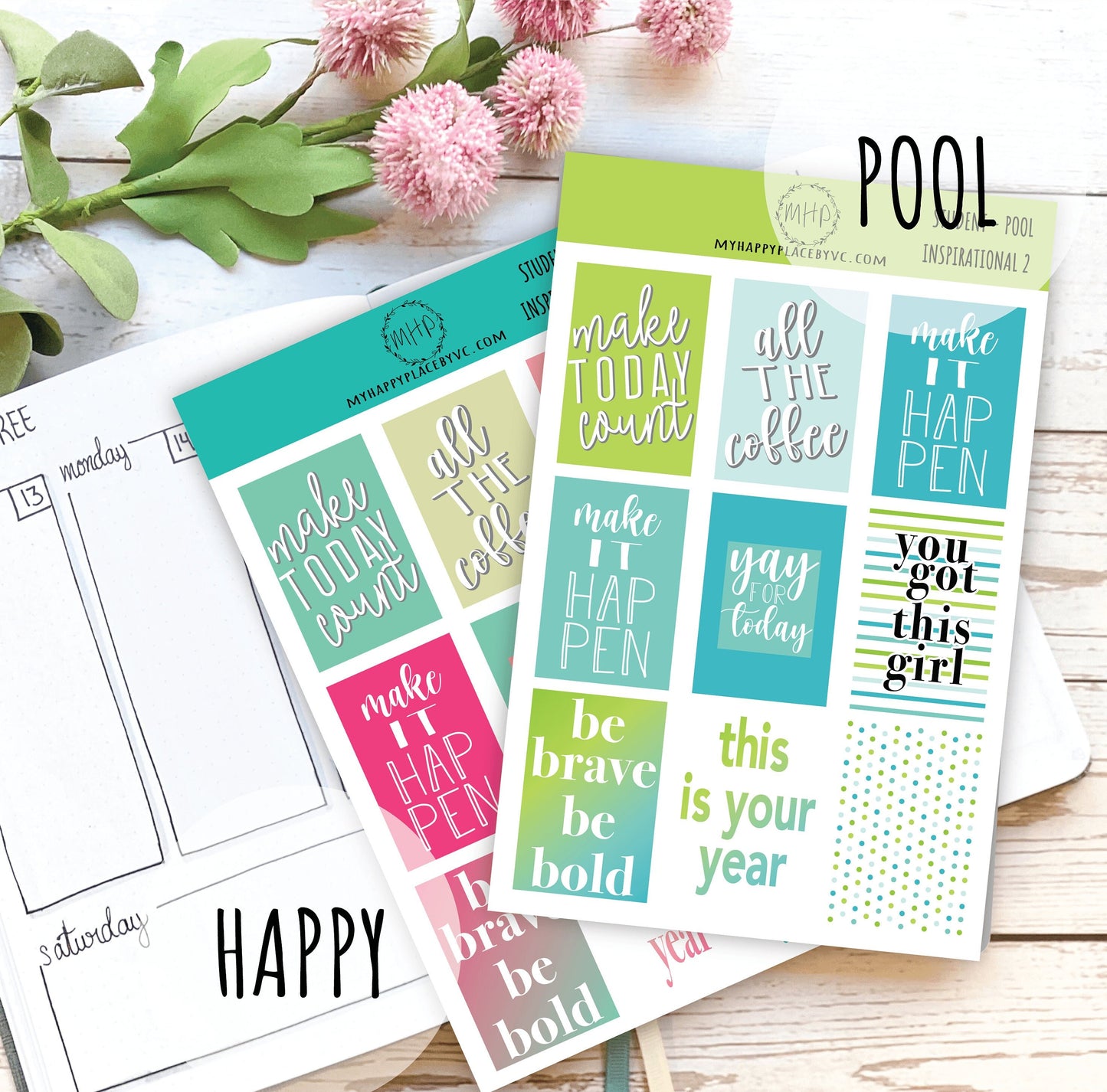 Inspirational Quote Planner Stickers for College Planner, Teacher Planners and Bullet Journals || F703