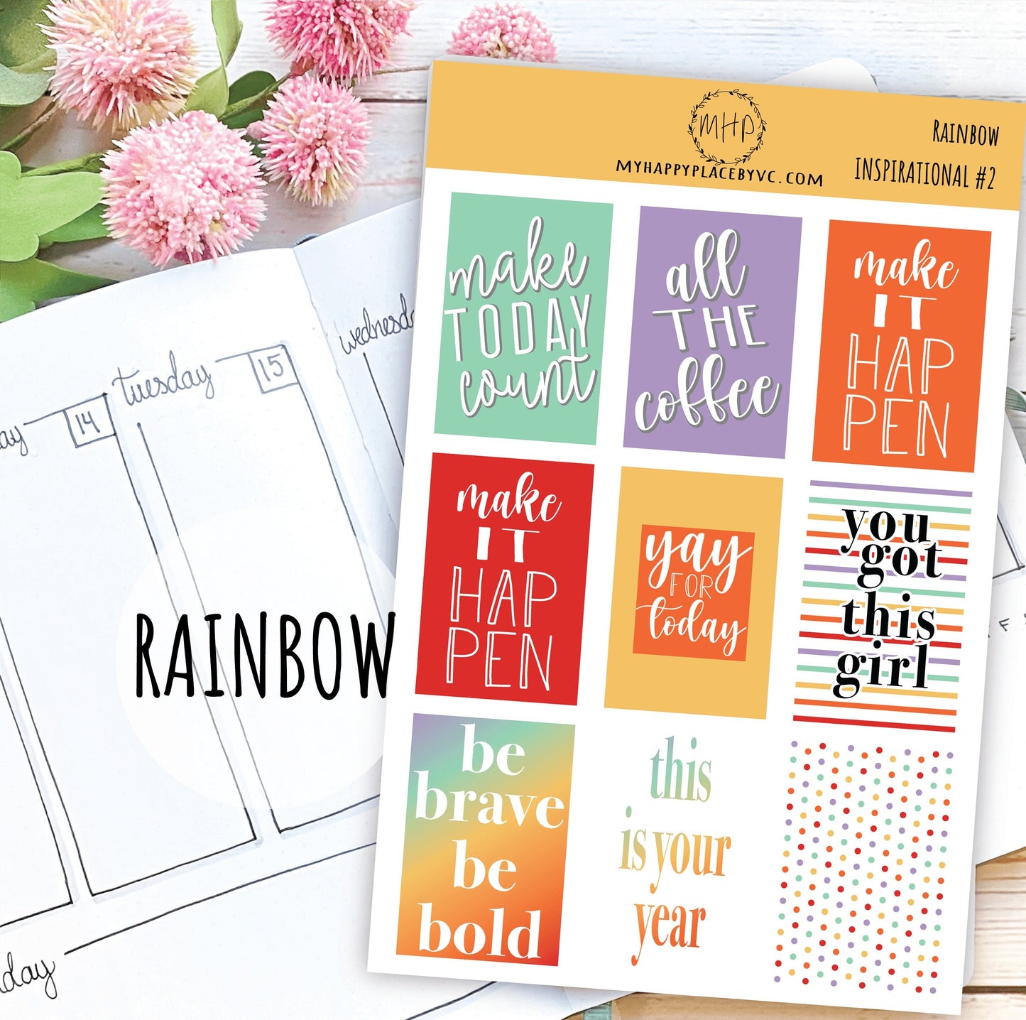 Inspirational Quote Planner Stickers for College Planner, Teacher Planners and Bullet Journals || F703