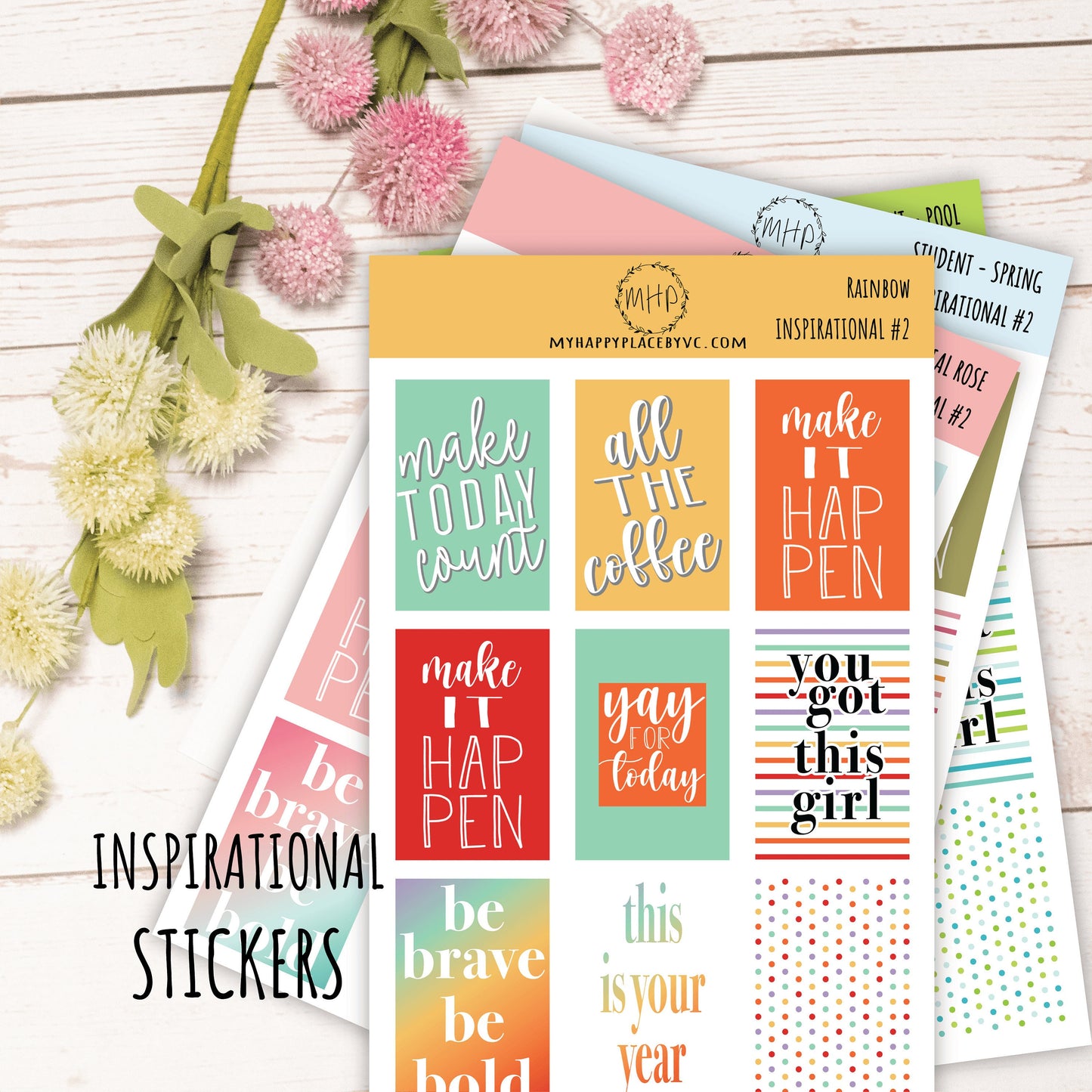 Inspirational Quote Planner Stickers for College Planner, Teacher Planners and Bullet Journals || F703