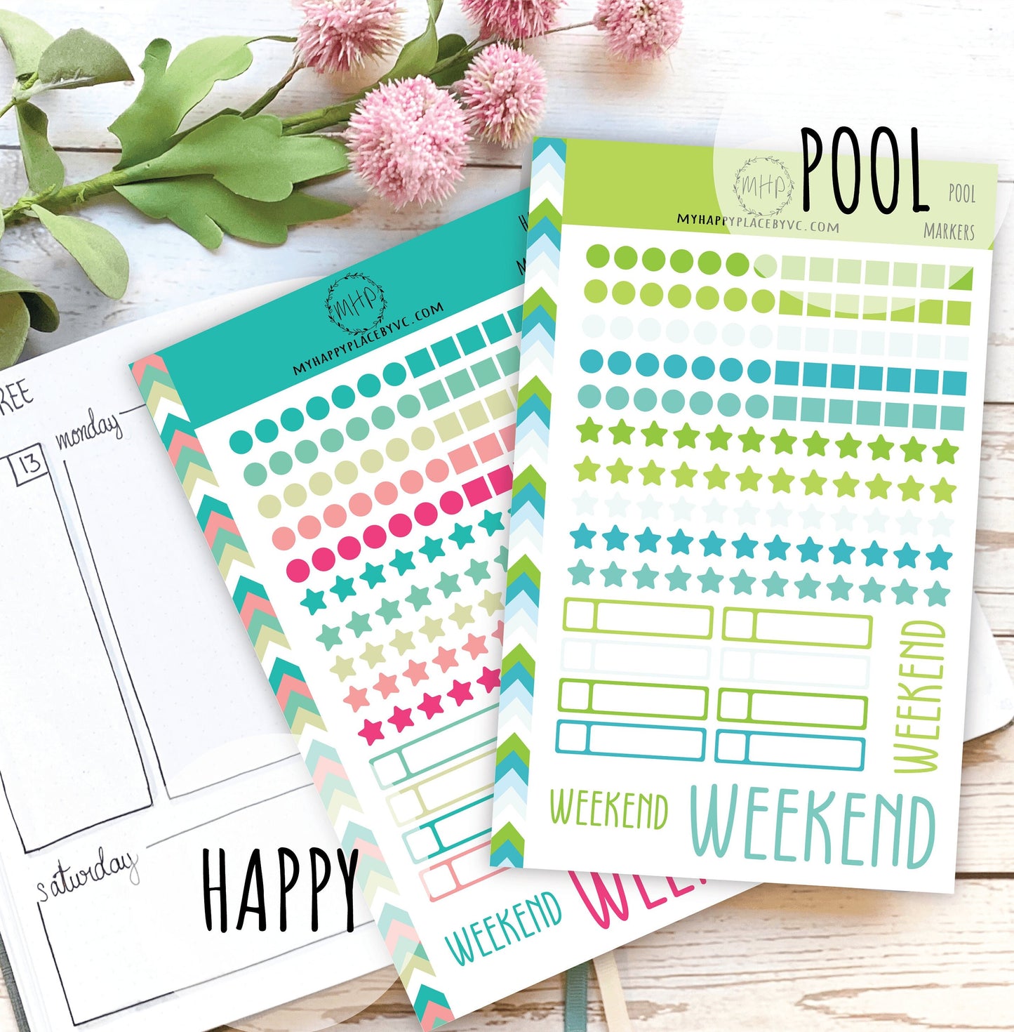 Dots, Square and Stars Bullet Stickers for Planners and Bullet Journals || F711