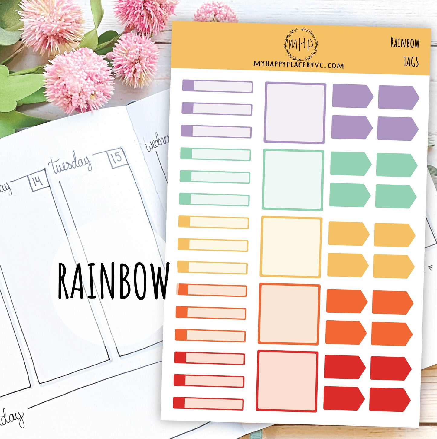 Tags Planner Stickers for College Planner, Teacher Planners and Bullet Journals || F709