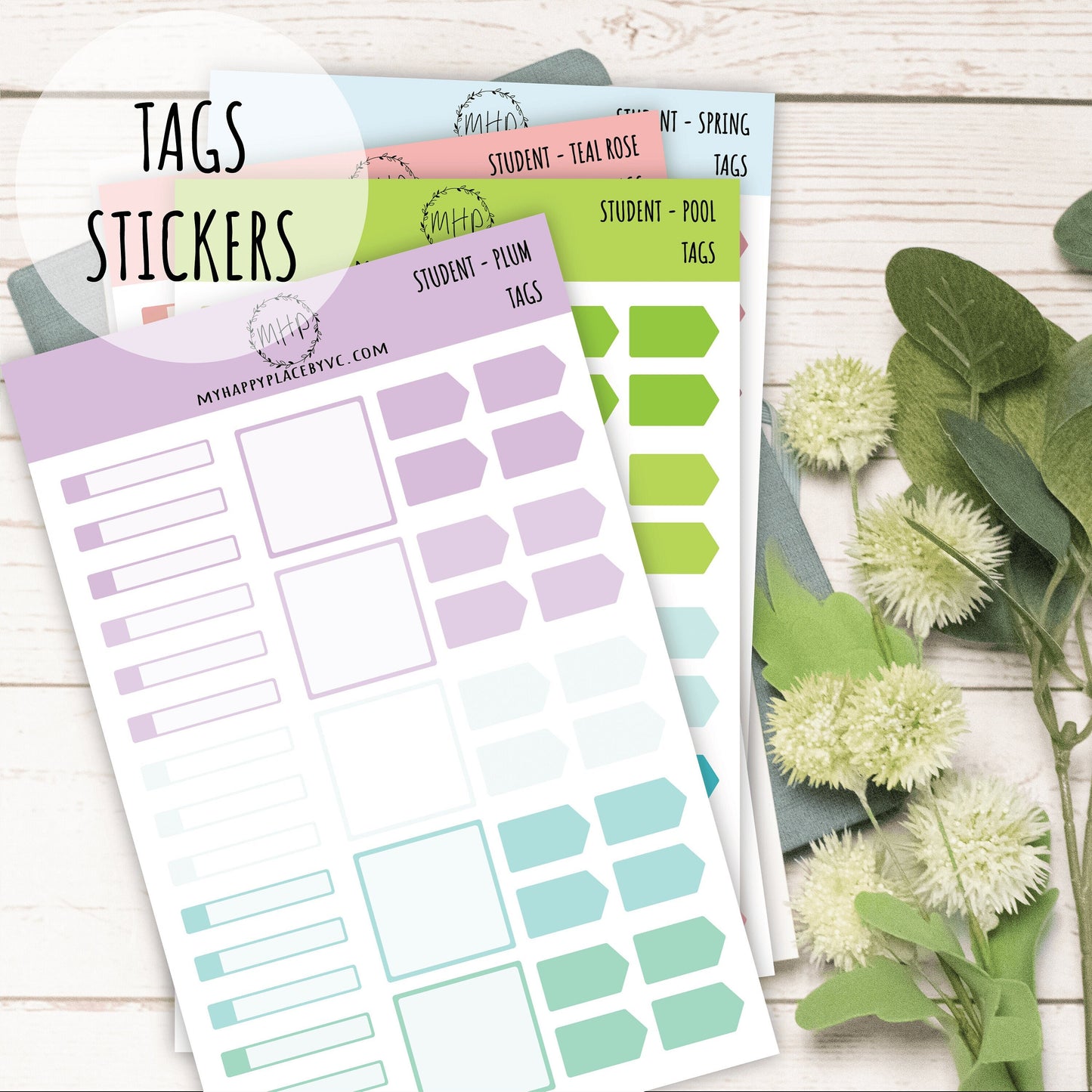 Tags Planner Stickers for College Planner, Teacher Planners and Bullet Journals || F709